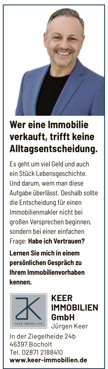 Anzeige der KEER IMMOBILIEN GmbH im Bocholter-Borkener Volksblatt