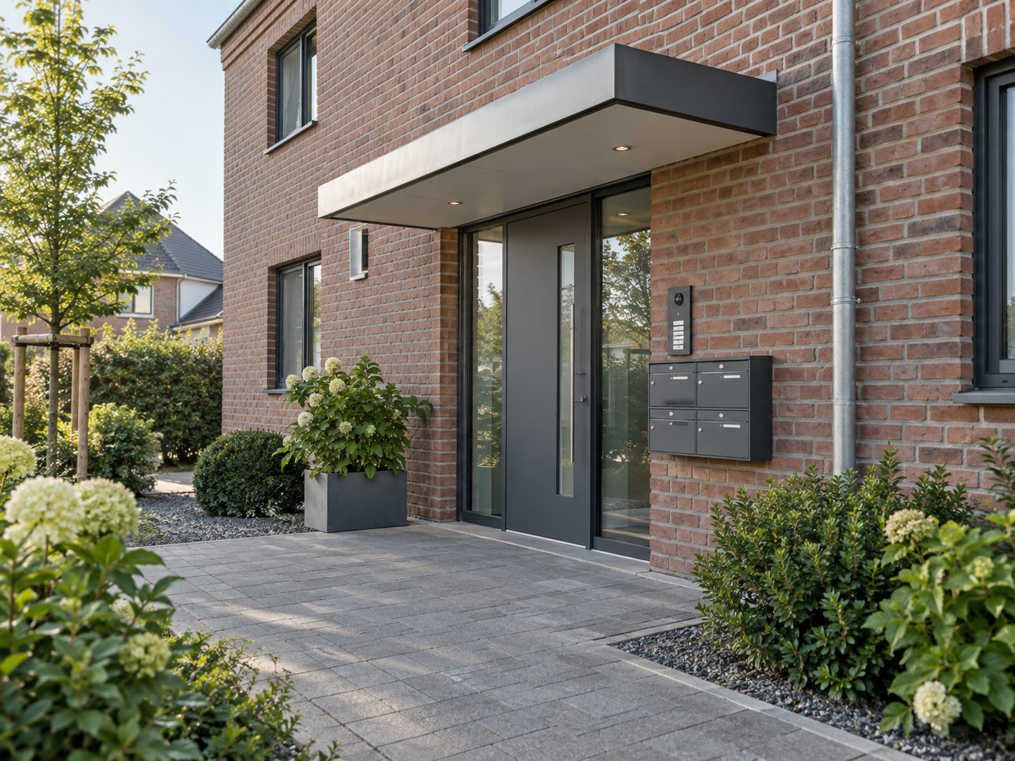 Eingangsbereich des fiktiven Mehrfamilienhauses
