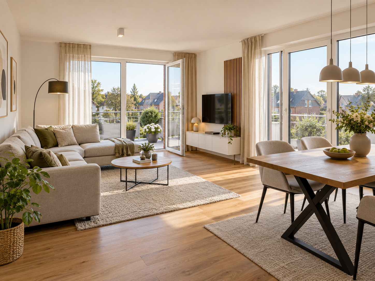 Wohnzimmer der fiktiven Musterwohnung