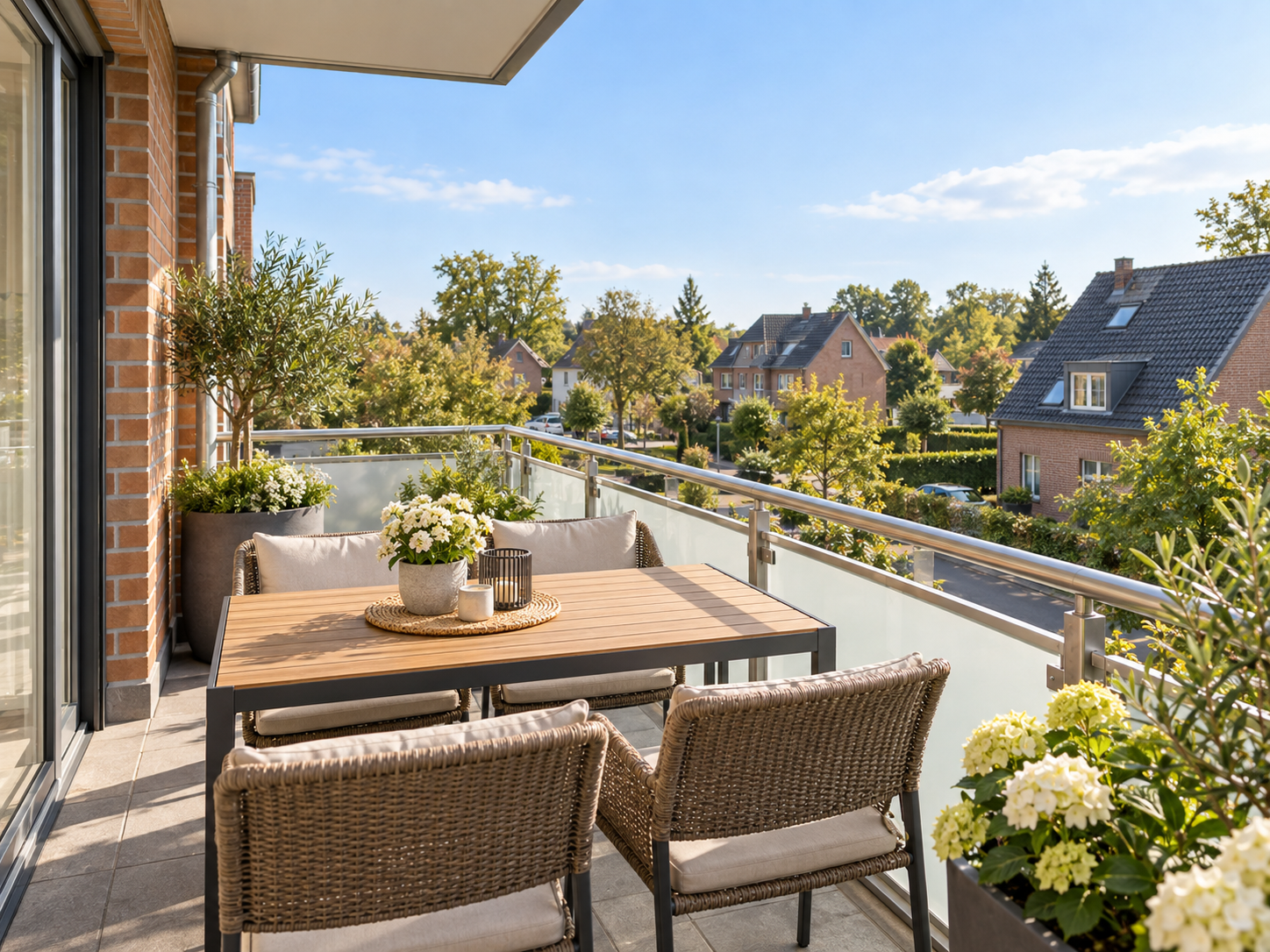 Balkon der fiktiven Musterwohnung