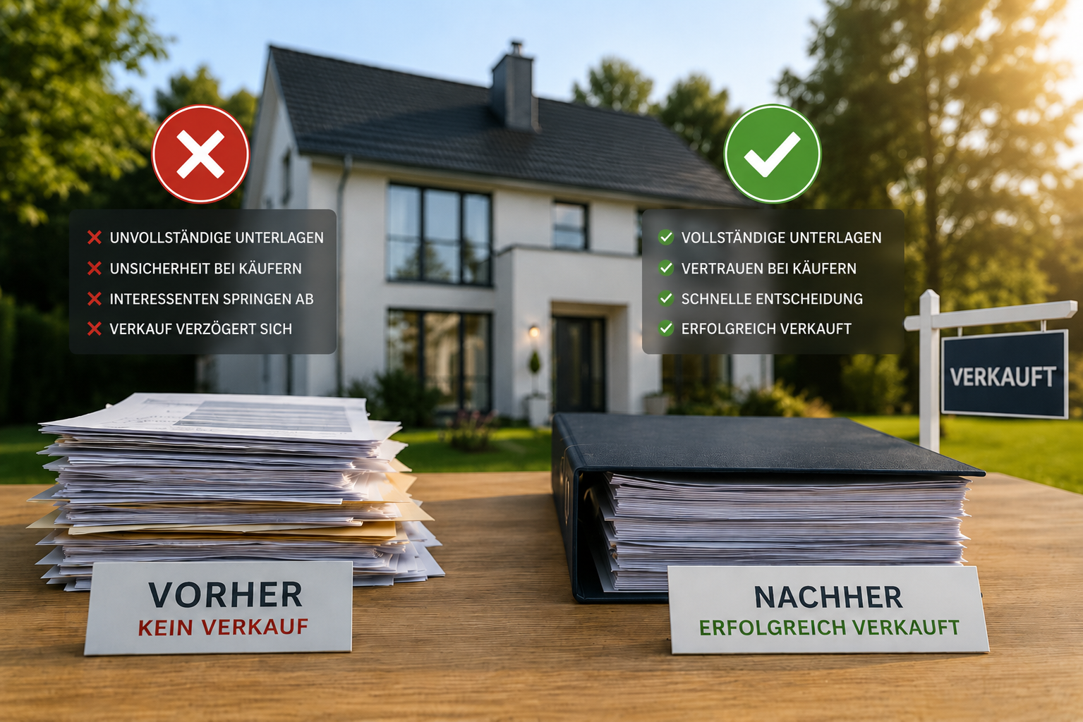 Vorbereitung der Unterlagen für einen Immobilienverkauf